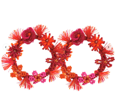 PAULIE POCKET DAISY EARRINGS - FUCHSIA ORANGE