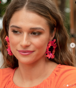 PAULIE POCKET DAISY EARRINGS - FUCHSIA ORANGE