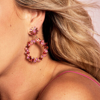 GLAMOUR STRASS EARRINGS - PINK