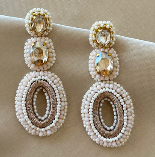 Ivy Stone Earrings - Beige 