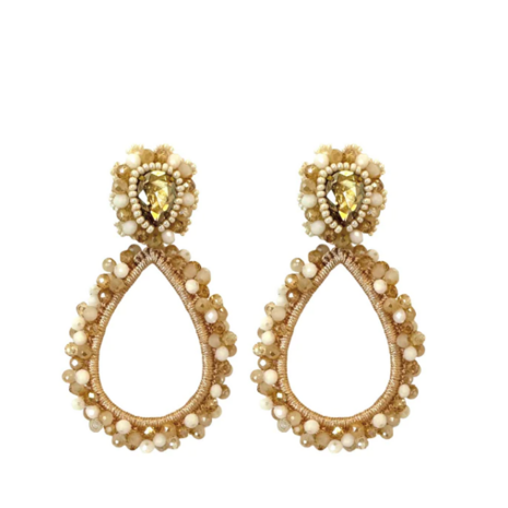 GRANDE LAUREN STONE EARRINGS - BEIGE