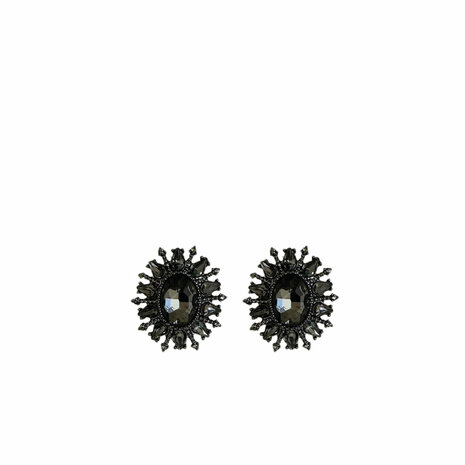 PAULIE POCKET STRASS STUD EARRINGS - DARK GREY