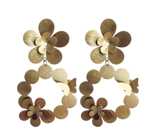 PAULIE POCKET FLOWERS AND BUTTERFLIES STATEMENT EARRING