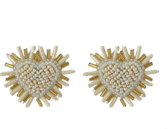 PAULIE POCKET SUNNY HEARTS EARRINGS - BEIGE GOLD