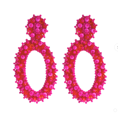 PAULIE POCKET OVAL LIZZY EARRINGS - FUCHSIA ORANGE