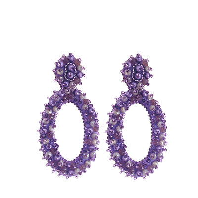 PAULIE POCKET OVAL LIZZY EARRINGS - LILA