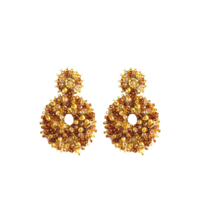 PAULIE POCKET SMALL ROUND BEADS EARRINGS - GOLD