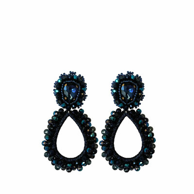 PAULIE POCKET LAUREN STONE EARRINGS - DARK BLUE