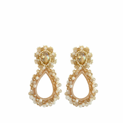 PAULIE POCKET LAUREN STONE EARRINGS - BEIGE