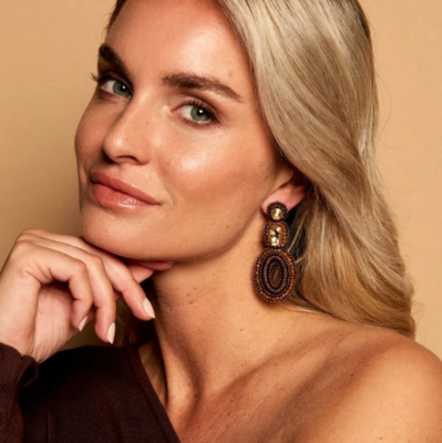 PAULIE POCKET IVY STONE EARRINGS - BROWN GOLD